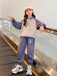 Girls Casual Clothes Sets 2024 Spring Autumn Big Kids Long Sleeve Tracksuit Outfits Children Hooded Sweatshirt Pants 2Pcs Suits