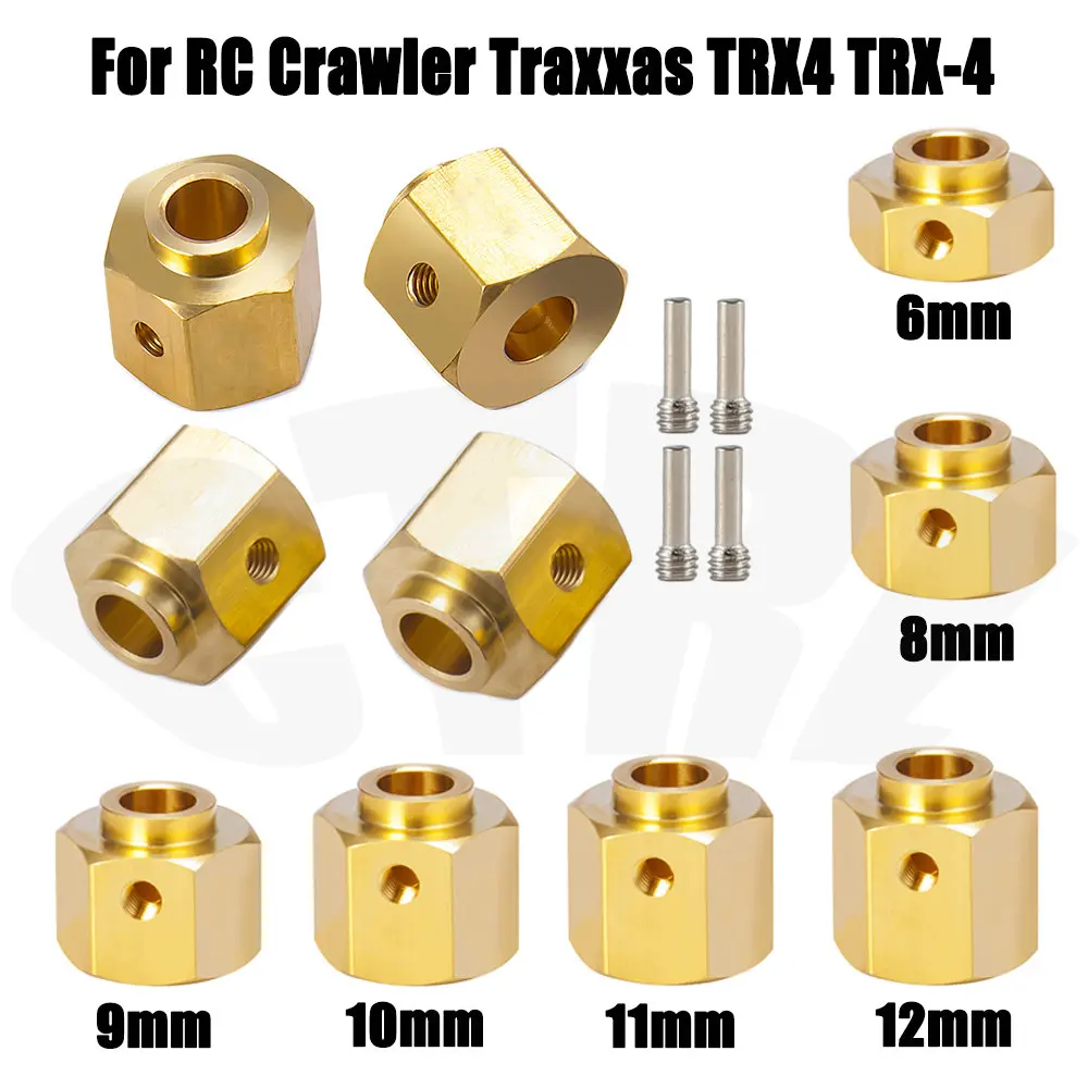 

6mm/8mm/9mm/10mm/11mm/12mm Heavier Brass 12MM Wheel Hex Extended Adapter for RC Crawler Traxxas TRX4 TRX-4