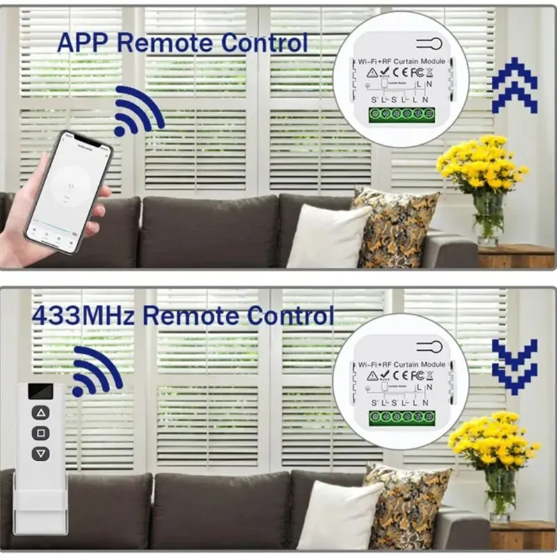 Interruptor de persiana enrollable conectado por Wifi, módulo de cortina inteligente Tuya, Motor de persianas de 433Mhz, Control remoto para Alexa y Google Home