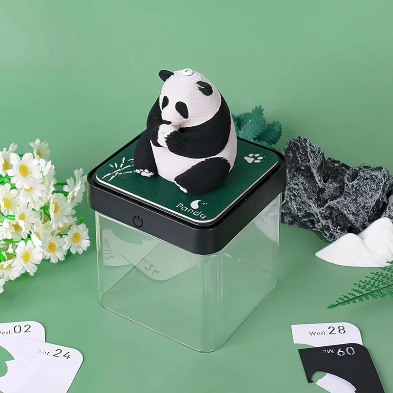 3D Art Calendar 2024, Creative Time Piece Calendar Panda Memo Pad Rip Away Paper Carving DIY Sticky Note Durable Easy Install