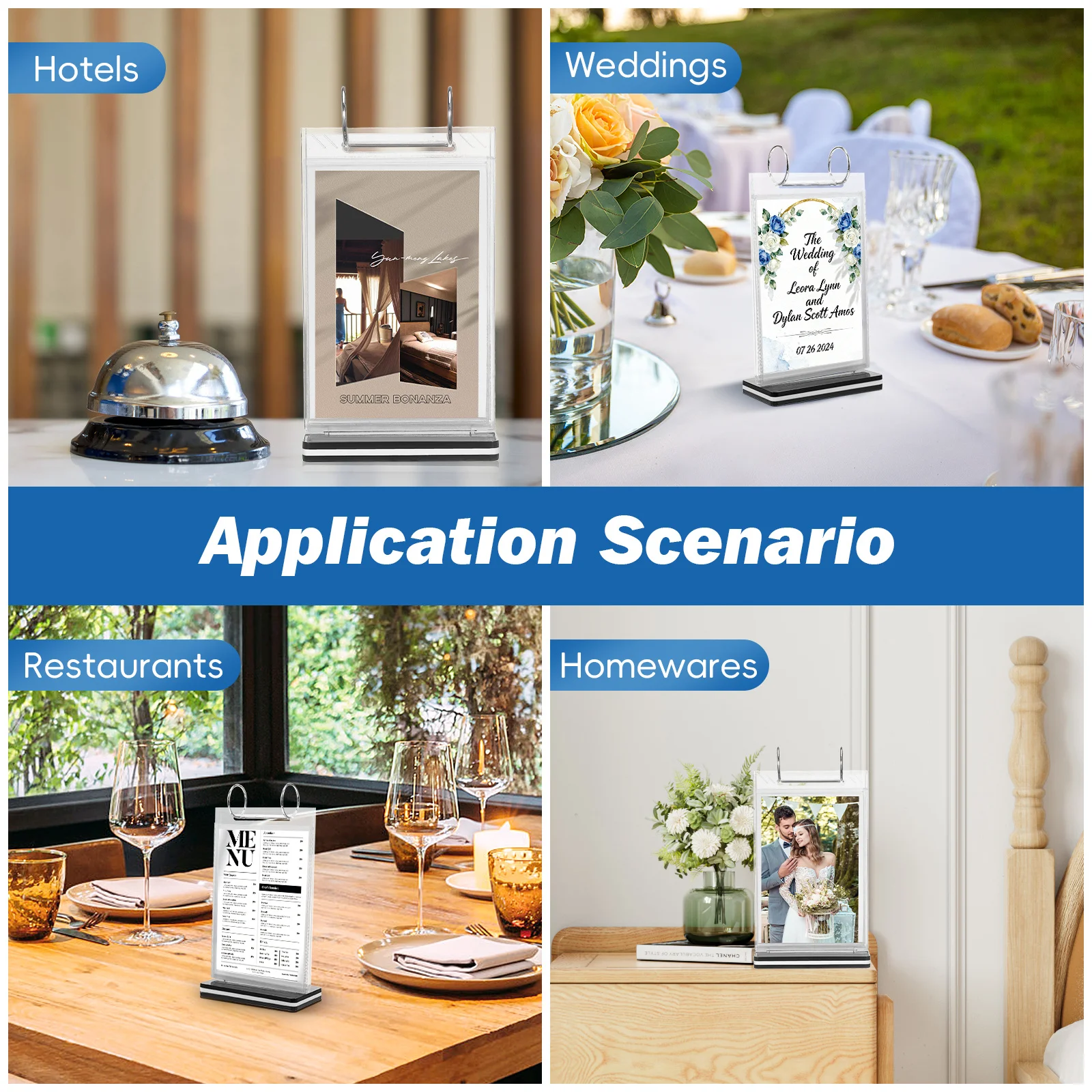 A6 واضح بولي كلوريد الفينيل منضدية القائمة عرض موقف سطح أملس قاعدة مستقرة للمطاعم المقاهي البارات علامة حامل ملصق حامل سطح المكتب #5