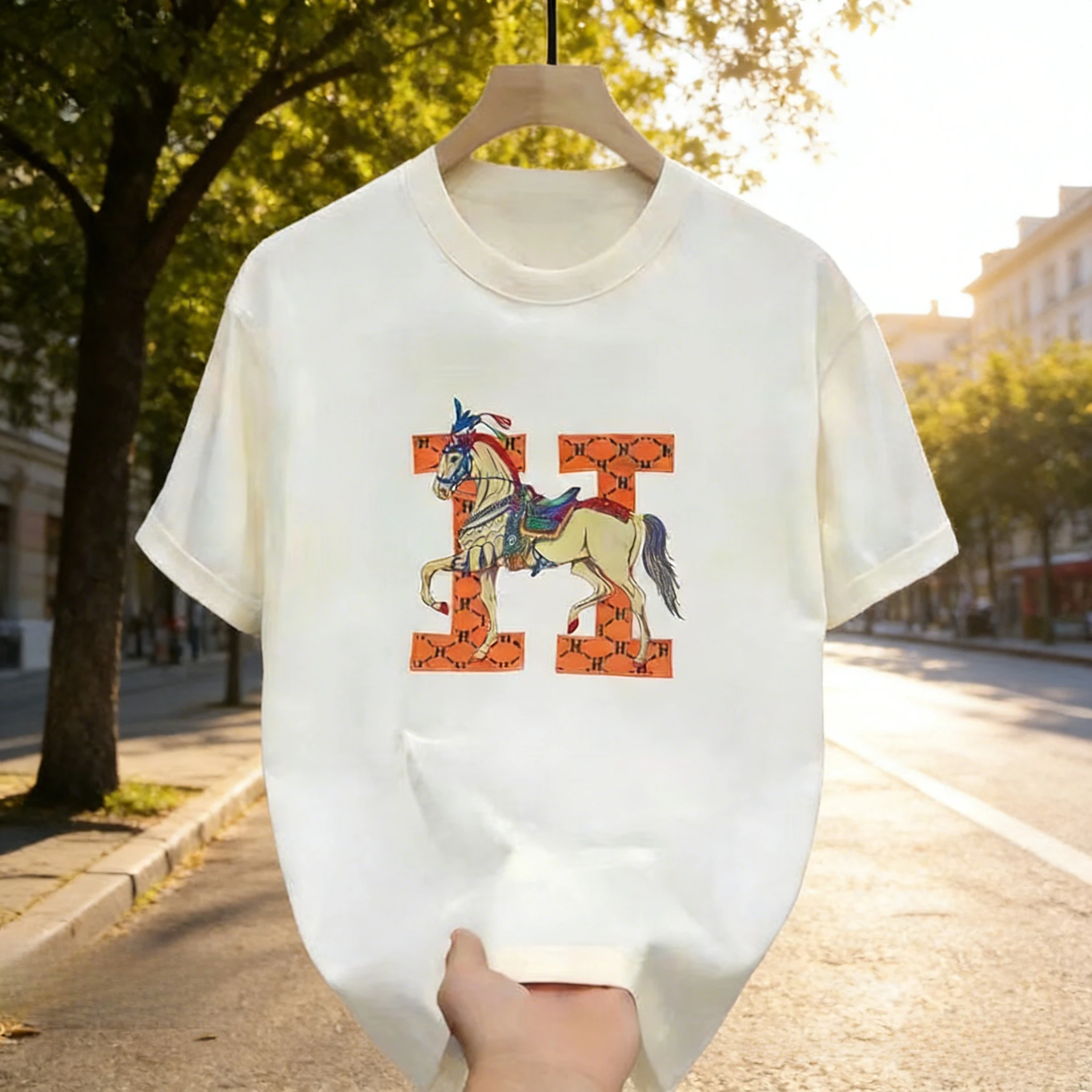 

Американские хлопковые дышащие футболки с принтом, впитывающие пот, класса люкс, мужские и женские, с коротким рукавом, в этническом стиле, Ханьфу