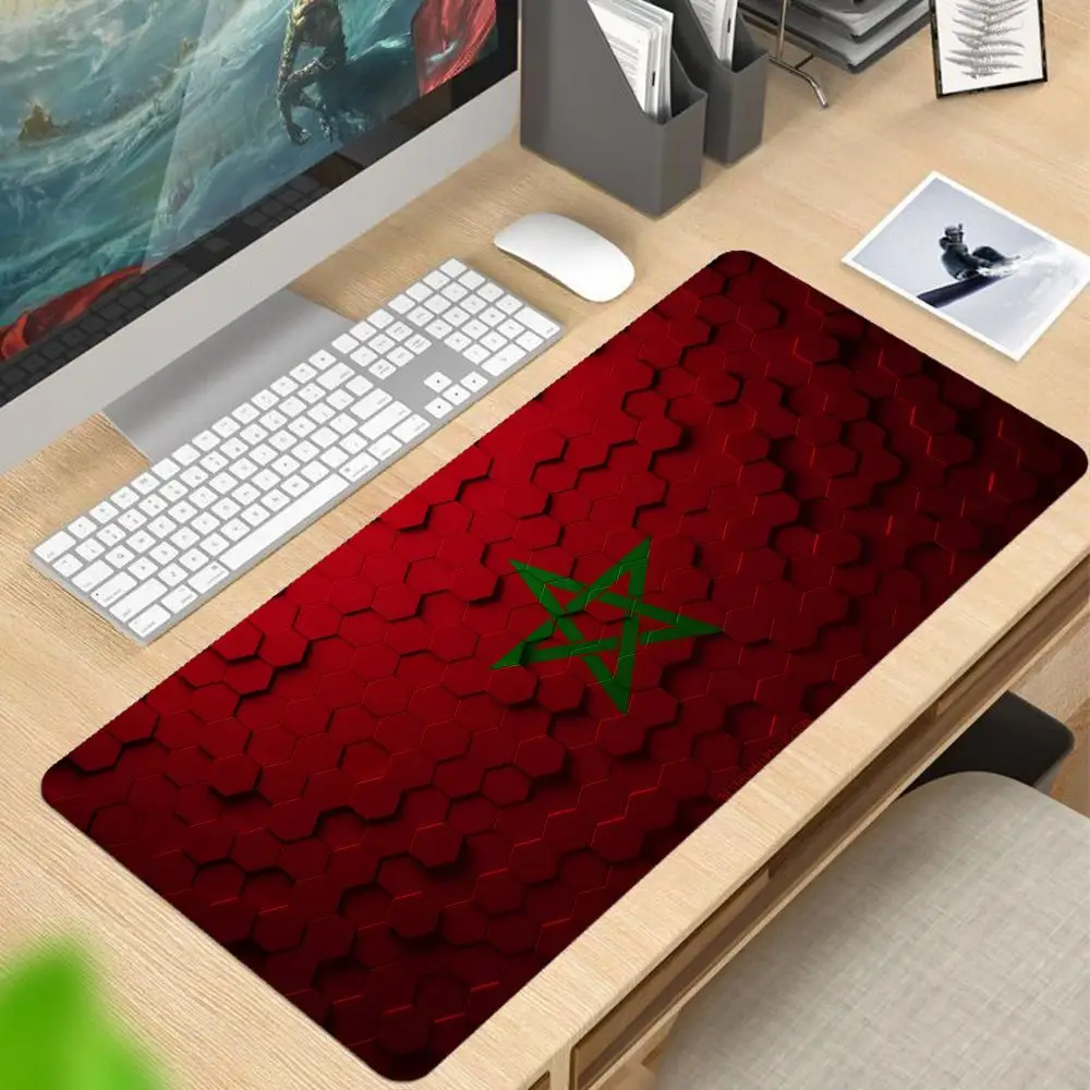 Morocco Flags Mouse Pad Art kawaii Carpet 1000x500mm Play Mats Office Mat Mousepad Rubber Gamer Mousepad DeskMat Computer Gaming