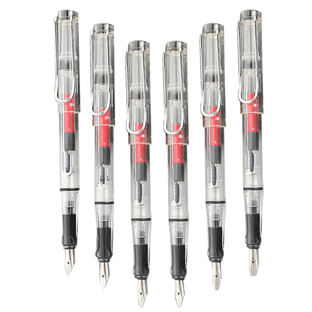 

6 шт. перьевая ручка прозрачная гладкая компактная чернильная ручка для каллиграфии многоцелевая для школы, офиса, бизнес-подарок, перьевые ручки
