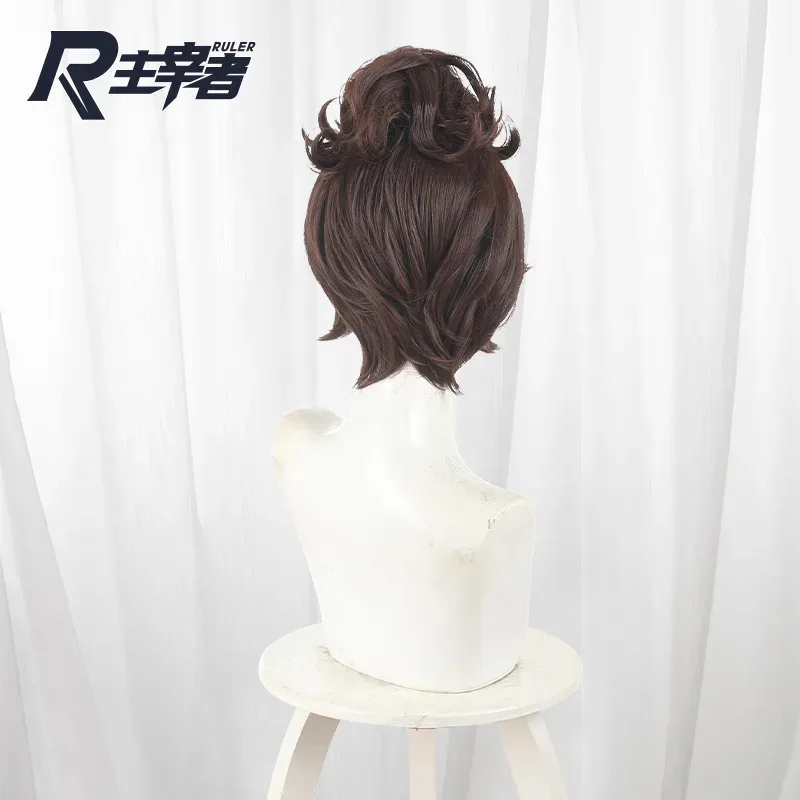 CyAnime لعبة الهوية الخامس إيما وودز البستاني شعر مستعار تأثيري قميص الكستناء لون الشعر هالوين حفلة لعب الأدوار شعر مستعار + غطاء مجاني