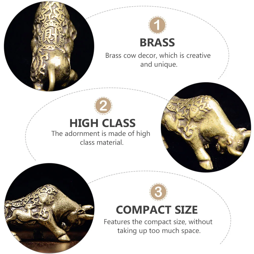 

2pcs Exquisite Brass Cow Keychain Unique Key Pendant Durable Key Holder Decor For Bag Purse Backpack Hanging Ornament Handicraft