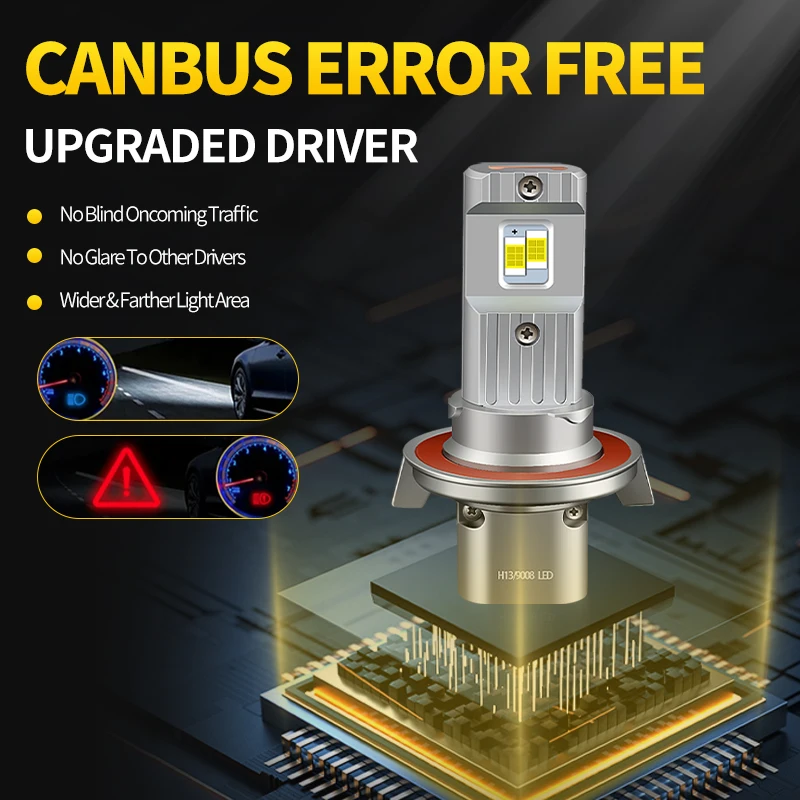 2Pcs 9008 H13 Car LED Headlight Bulb Hi/Lo Beam 30000LM 120W CSP LED Bulb Fanless With Canbus High and Low Beam Canbus Fog Lamps