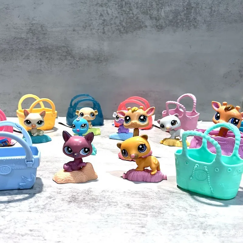 Hasbro Littlest Pet Shop LPS 액션 피규어 귀여운 만화 고양이 개 기린 동물 모델 장난감 큰 눈 인형 Collectible Kids Gifts