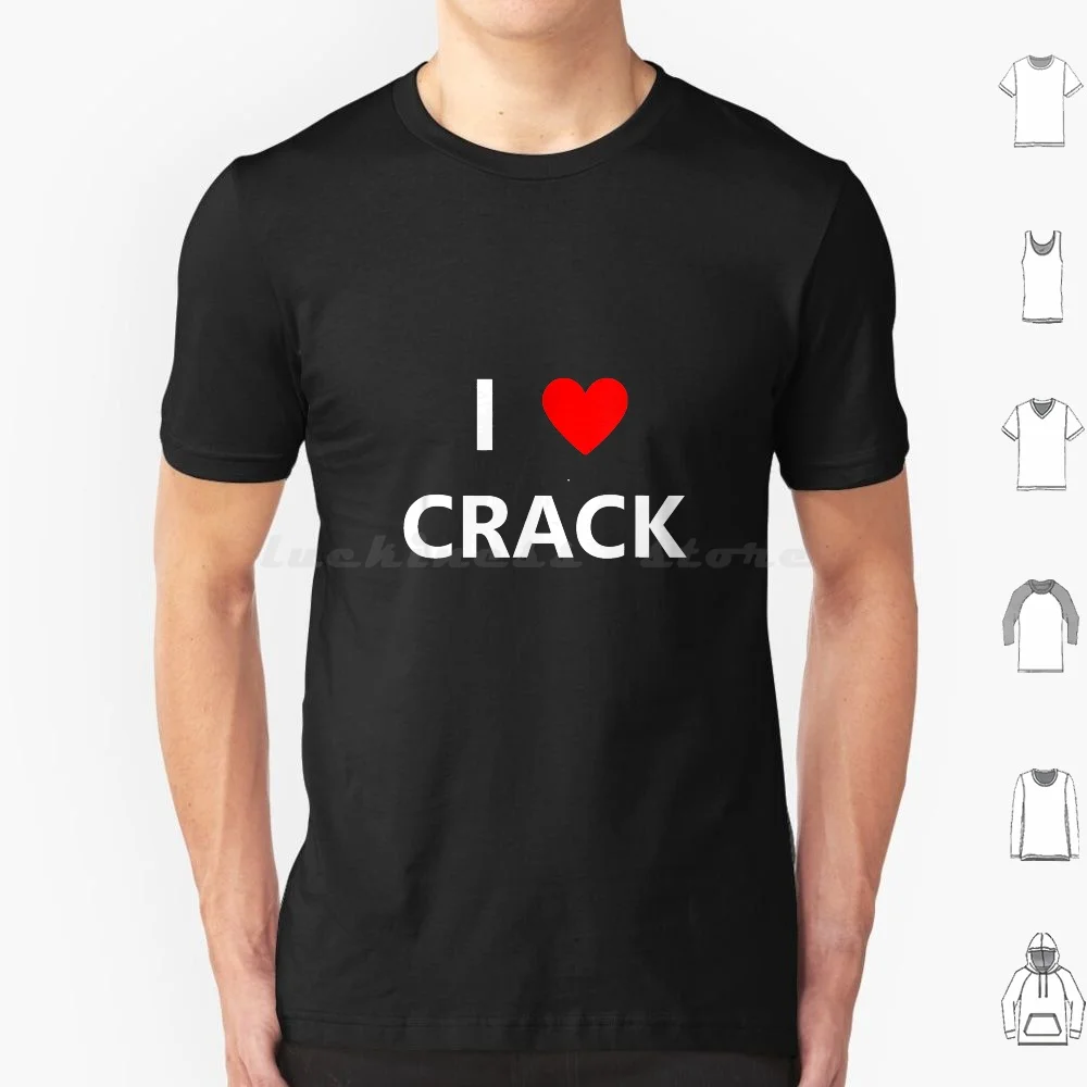Camiseta divertida de algodón 100% de talla grande con diseño de 'I Heart Love Crack Cocaine' para mujer, ideal para aniversario o Halloween.
