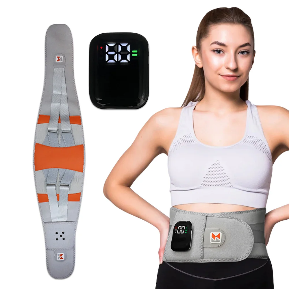 Electric Heated Lower Back Pain Massager Brace Lumber Traction Device Abdominal Slimming Belt Waist Heating Massager