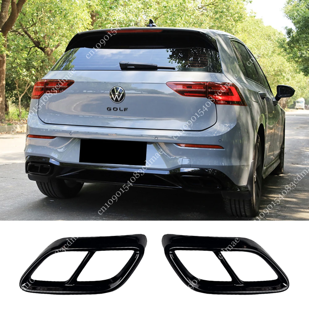 Tailpipe Throat Frame Outlet Muffler Rear Bumper Exhaust Pipe Trim Cover For VW Golf 8 MK8 R-LINE 2020-2023 Protection Body Kit