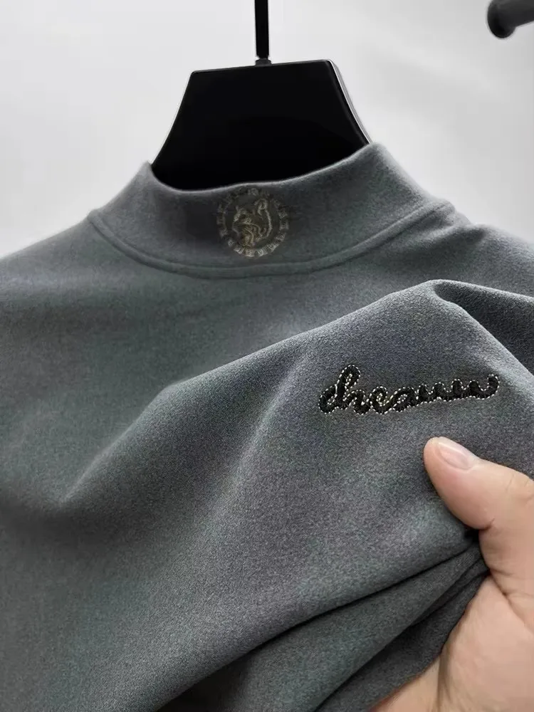 Maglione ricamato con testa di tigre di moda di marca di fascia alta autunno nuova T-shirt coreana a maniche lunghe pullover di velluto tedesco a doppia faccia