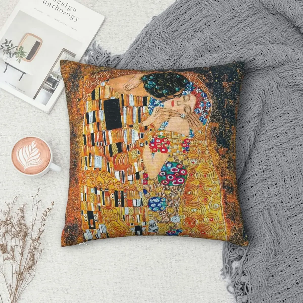 Gustav Klimt - The Kiss Pillowcase Polyester Pillows Cover Cushion Comfort Throw Pillow Sofa Decorative Cushions Used for Home