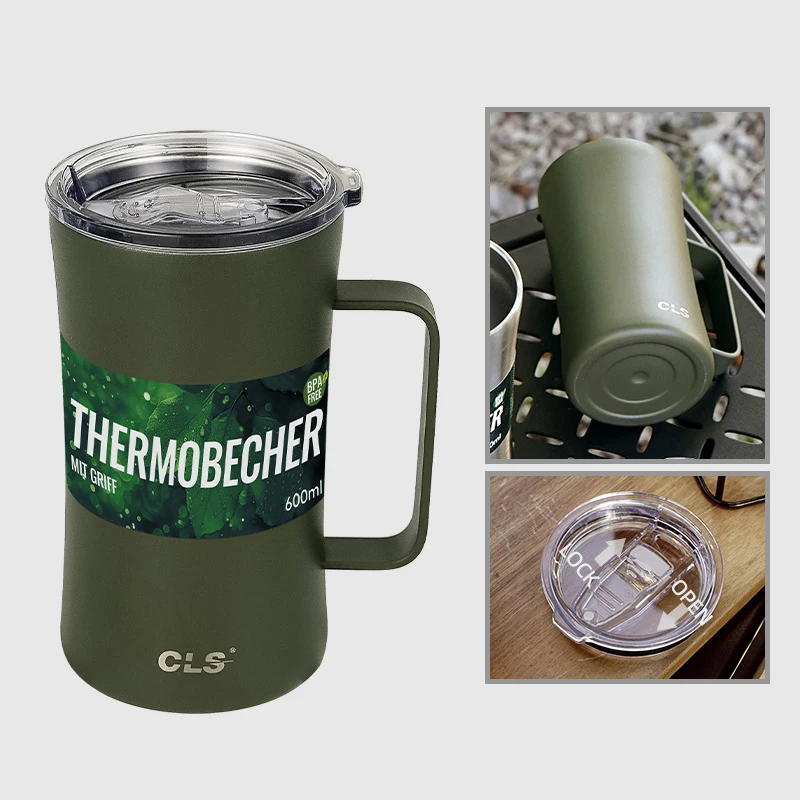 Multi Style 320-600ml Double-Layer 304 Stainless Steel Water Cup,Outdoor Camping Mountain Climbing Heat-Resistant Coffee Cup