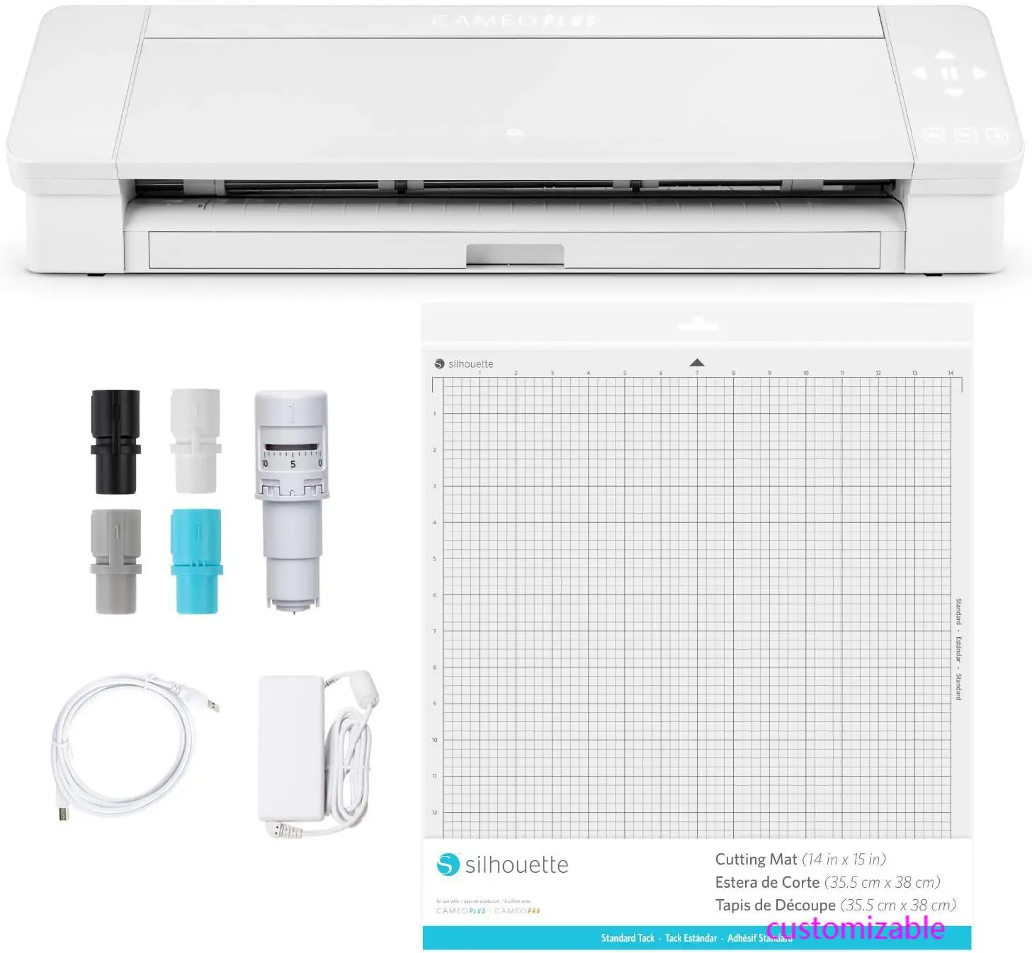 Cameo 4 Plus 15 Inch Version - 15" Cutting Mat, Power cords, Built in Roll Feeder, Silhouette Studio Software