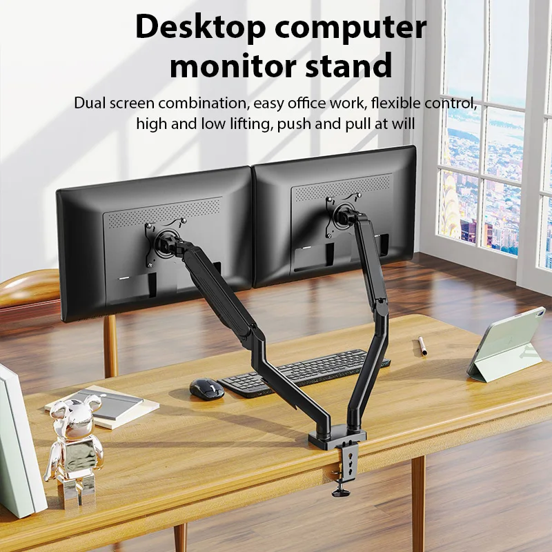 17-32 Zoll Dual-Monitor-Halterung, ergonomisch verstellbare Dual-Screen-Halterung, schützt den