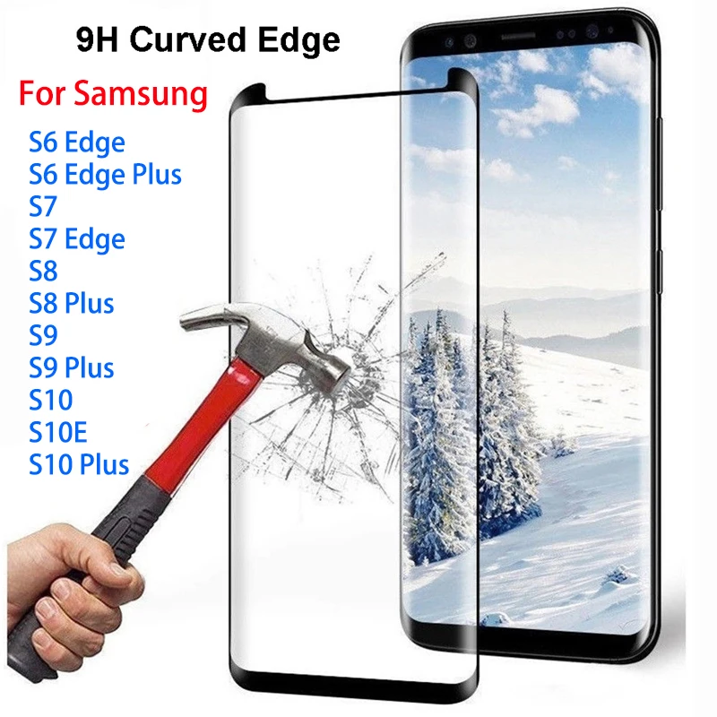 

Закаленное стекло HD для Samsung Galaxy S6, S7 Edge, S8, S9 Plus, полное покрытие 9D, изогнутая Защита экрана для Samsung S10E, S10 Plus, защитная пленка