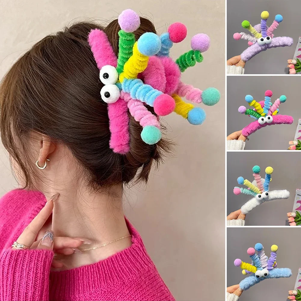 Cute Plush Twisting Stick Hair Kids Claw Hair Clip Big Eyes Cute Sweet Barrette Girls Headwear Children Baby Hair Accessories