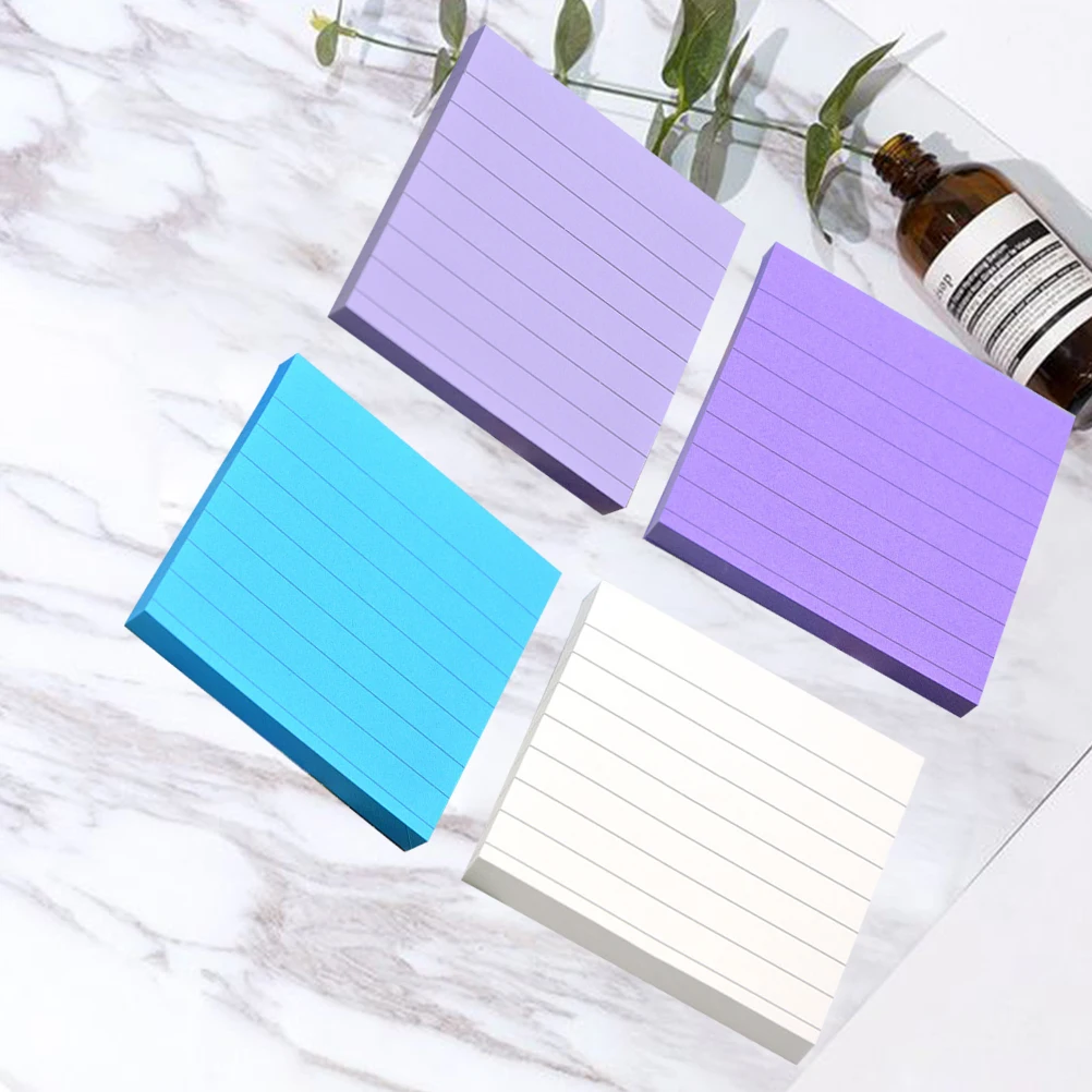 

4 Pcs Self-stick Memo Pad Pads Paper Stickers Striped Notepads Notebook