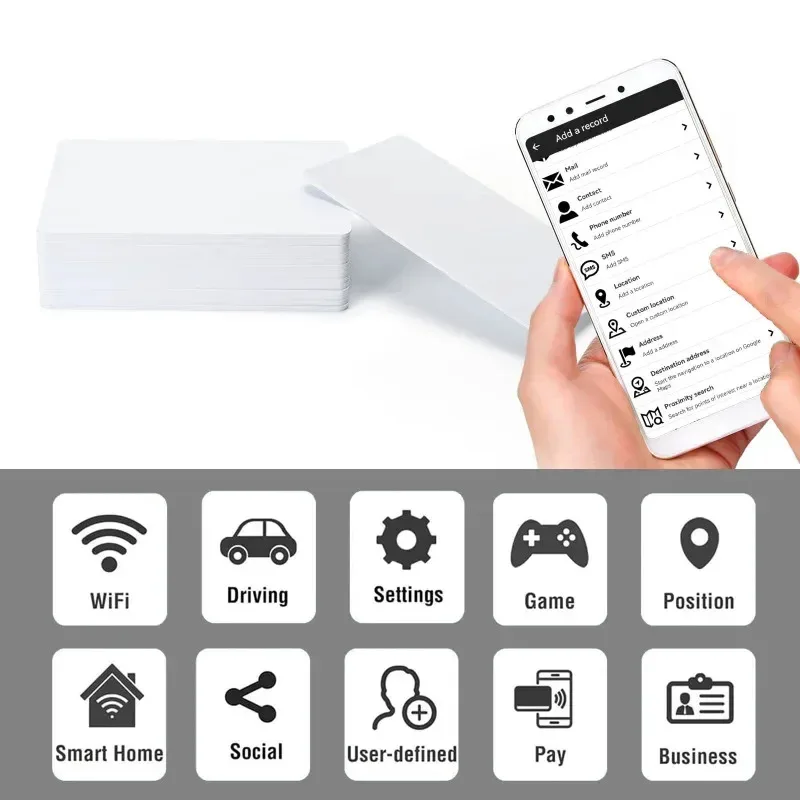 10-100 Pcs NFC 215 Cards 13.56MHz ISO14443A Ultralight Chip 504 Bytes Rewritable for Android NFC-Enabled Phones