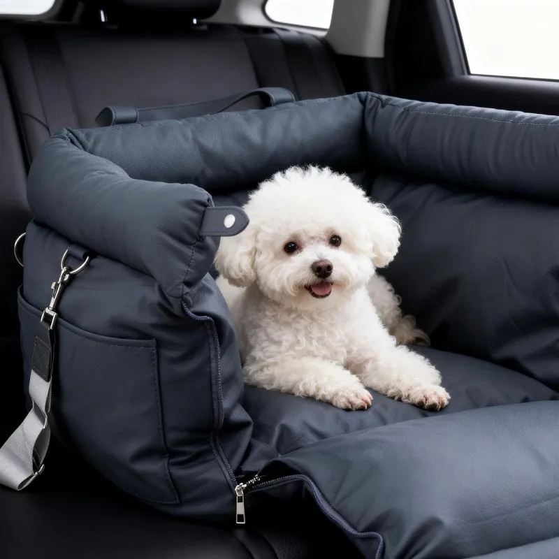 

AT69 - Автокресло для собак для маленьких и средних собак, водонепроницаемая автомобильная кровать из мягкой кожи с зажимом для ремня, дорожная кровать и сумка-переноска