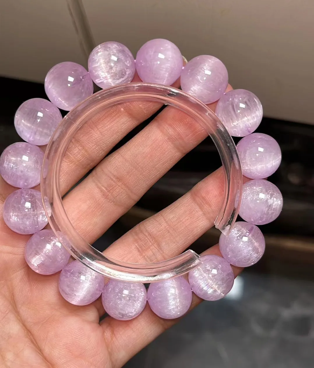 Natural Purple Kunzite Cat Eye Round Beads Bracelet 10mm Women Men Kunzite Fashion Bracelet Jewelry AAAAAA