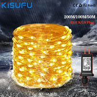 200M/100M/50M LED Light Strings Outdoor Waterproof Garden Wedding Decor Christmas Copper Wire Garland Fairy Light 110V 220V 230V