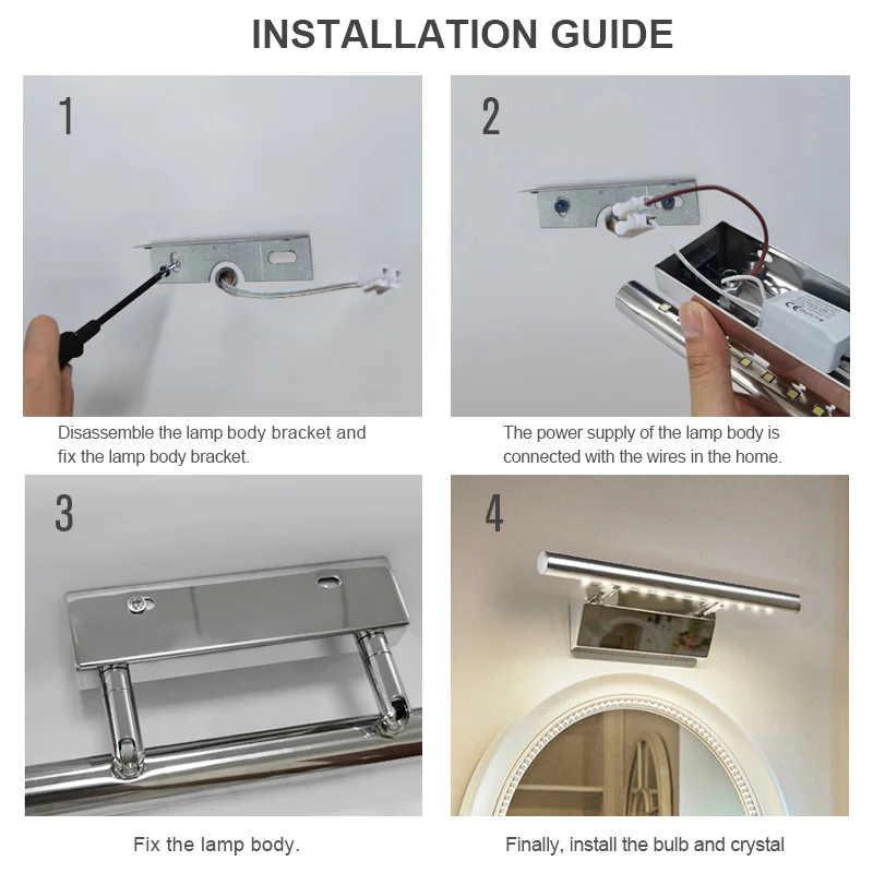 3W/5W/7W Aluminum & Stainless Steel LED Wall Lamp Warm White /White Light for Bathroom Mirror Cabinets Fixtures with Switch