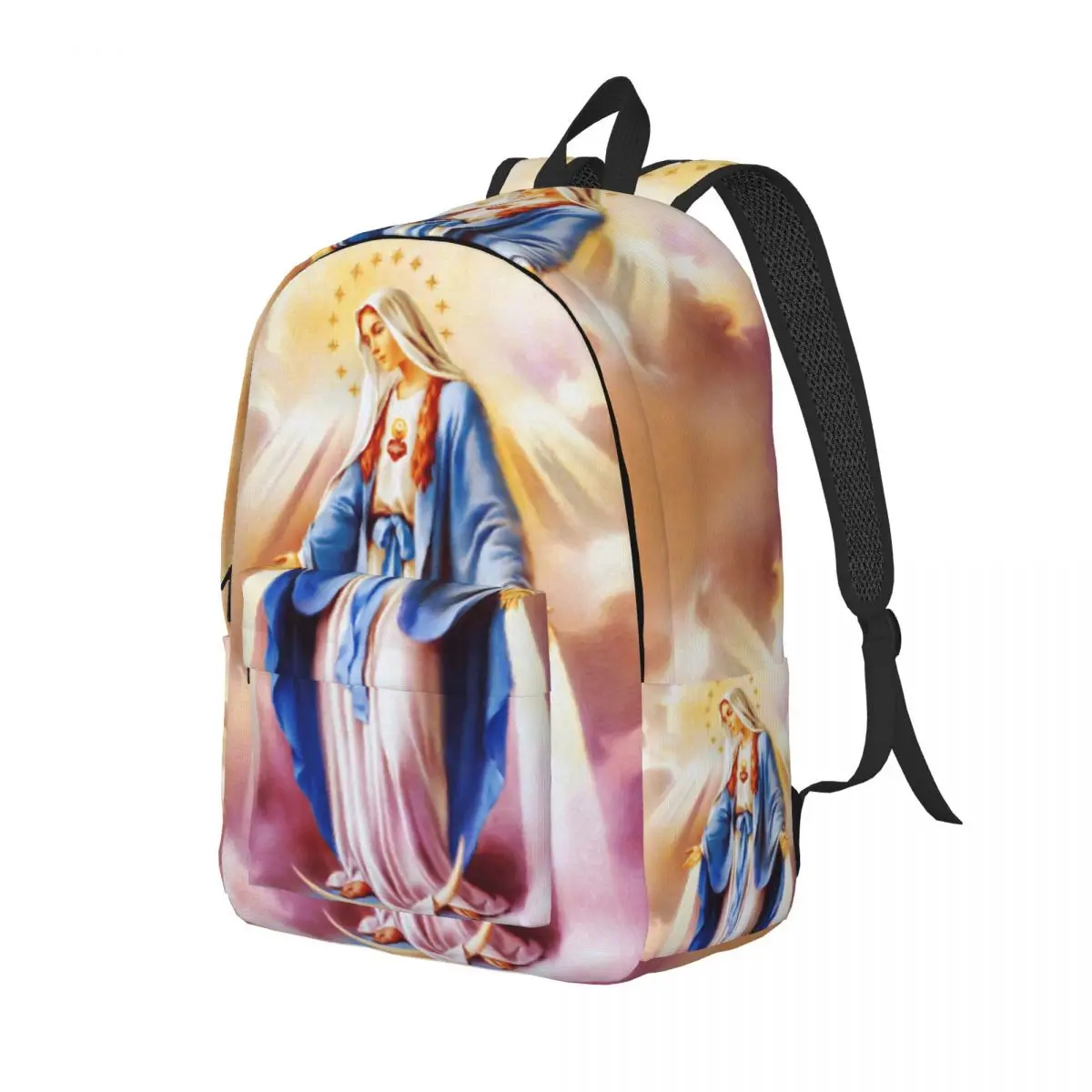Mochilas de lona personalizadas de la Virgen María católica, mochila escolar para estudiantes universitarios, se adapta a portátiles de 15 pulgadas, bolsas de Nuestra Señora de Guadalupe