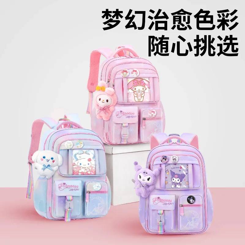 Sanrio-mochila escolar Clow M para estudiantes, mochila ligera y de gran capacidad con protección de la columna vertebral de dibujos animados para niños, nueva