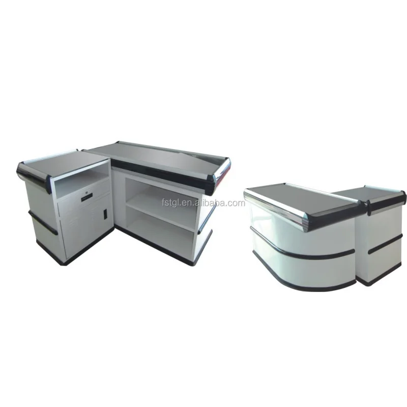 (customized)2024 New Style Steel Cash Counter Desk Supermarket Checkout Cashier Counter Retailer Shops