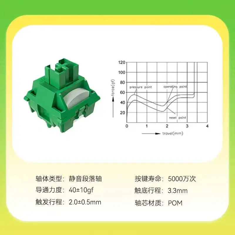 OUTEMU Banana Green Silent Switch 5Pin Tactile Soundless Mechanical Keyboard Switch Kit for Custom DIY PC Gaming And Office Use