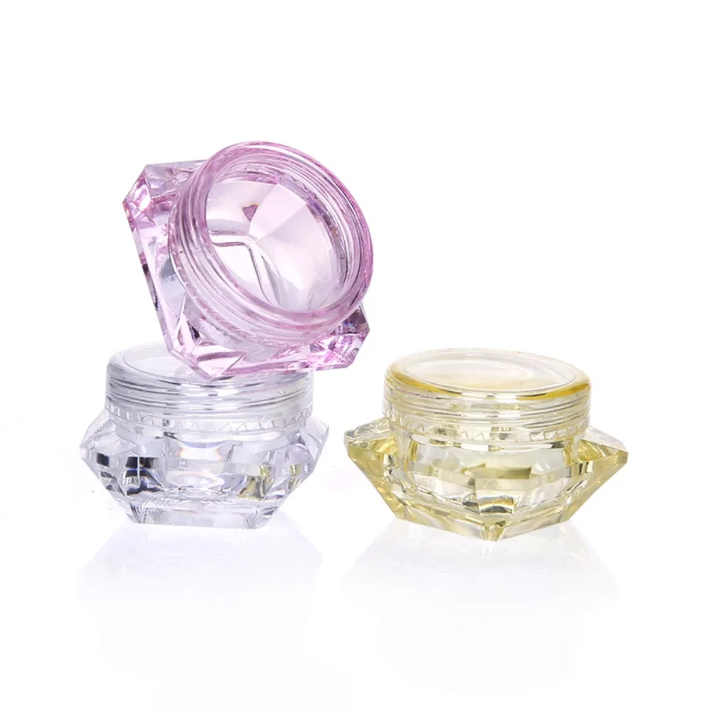 5g New Polystyrene Diamond Shaped Facial Cream Box Travel Jar Transparent Refillable Bottles Cosmetic Container