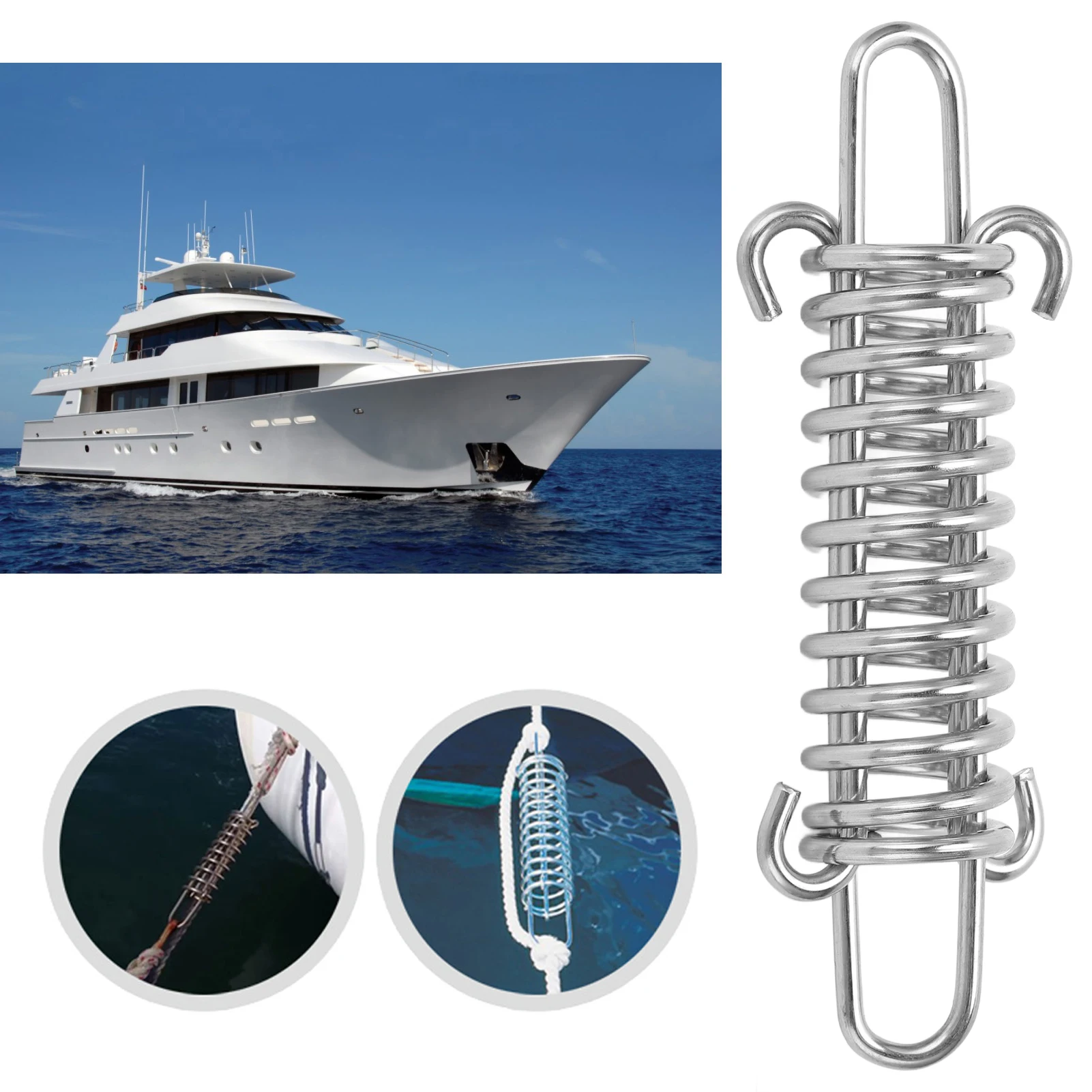 113mm Stainless Steel Mooring Line Spring Shock Absorbing Multifunctional Marine Hardware for Boat Yacht Park