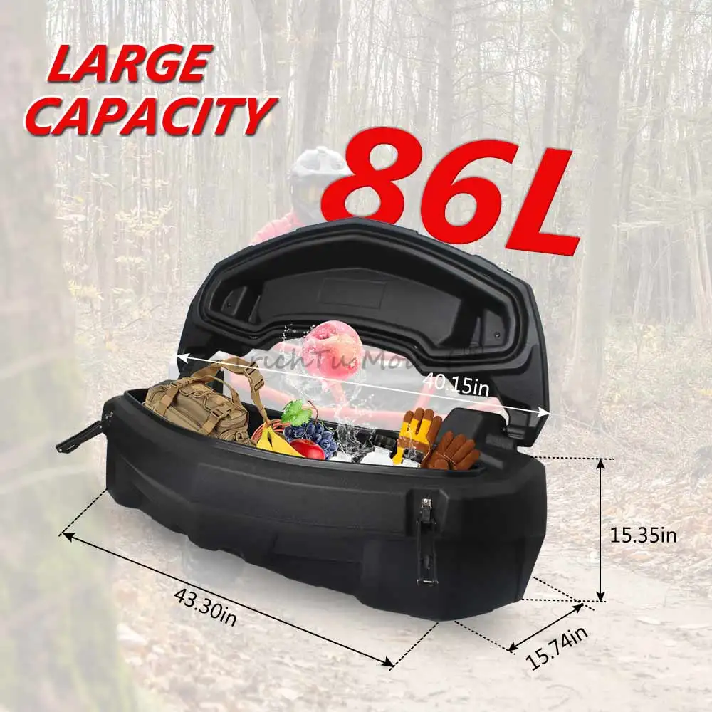 ATV UTV Accessories 23 GAL Black Trunk Storage Cargo Rear Box ABS Plastic 86L Fit For Can-Am Commander Max 1000R 2018-2024