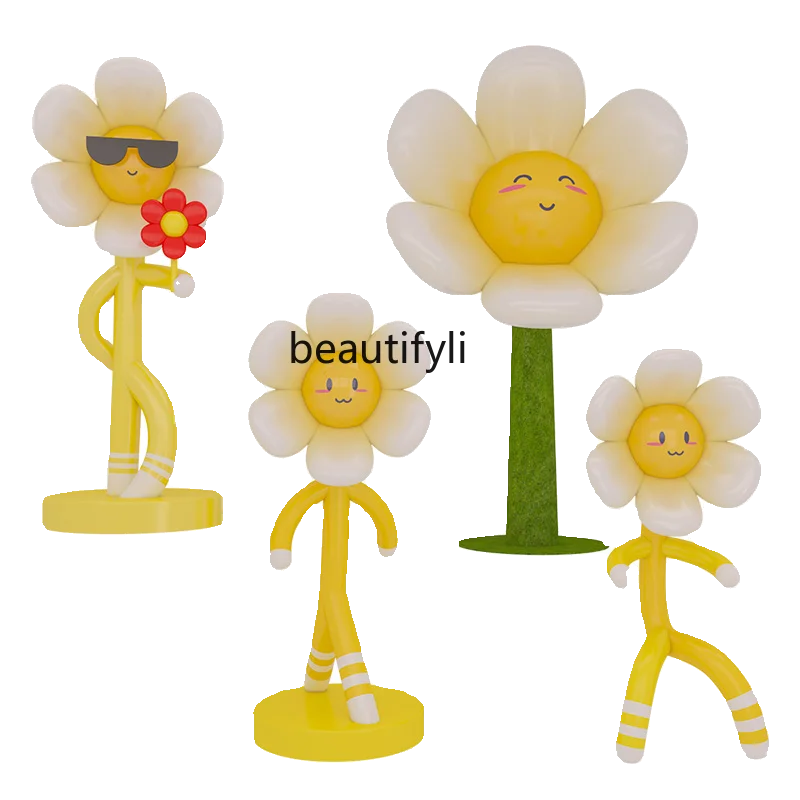 Shopping Window Flower Decoration Punch-in Sunflower FRP Cartoon Sculpture Ornaments