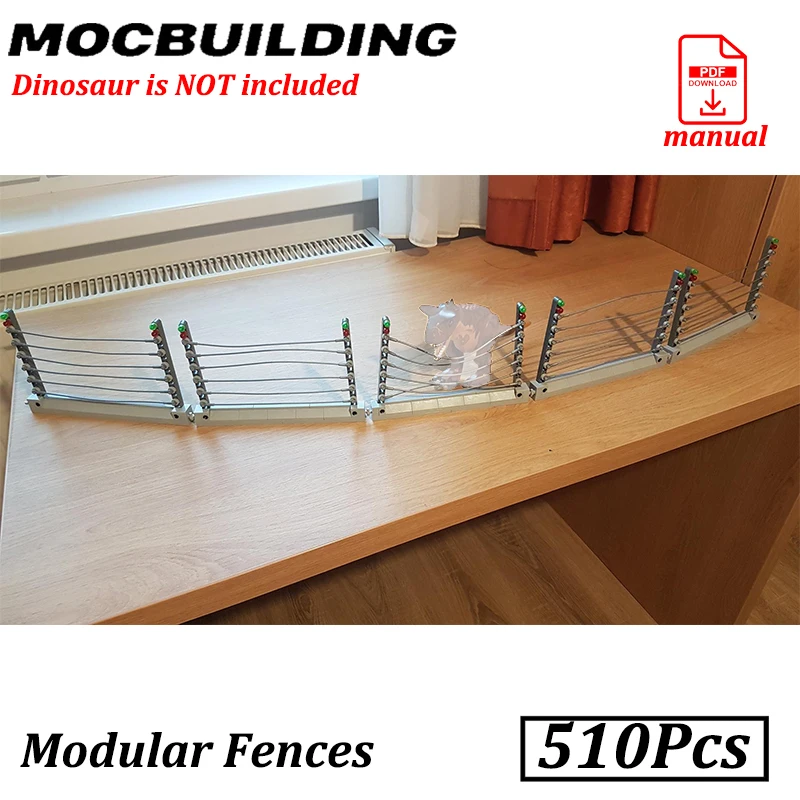 Modular Jurassic Dinosaur Fence Model MOC Building Blocks Bricks City Street View Construction Toys view 2