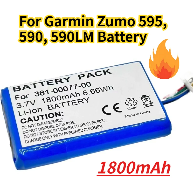 

1800 мАч для 361-00077-10 для аккумулятора Garmin Zumo 595, 590, 590LM