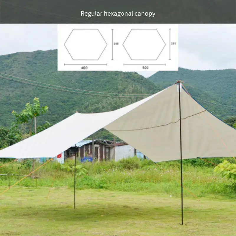 Outdoor Camping Activities Four-Corner Canopy Pergola Super Large Rain-Proof Sunscreen Sunshade Hexagonal Camping Tarp