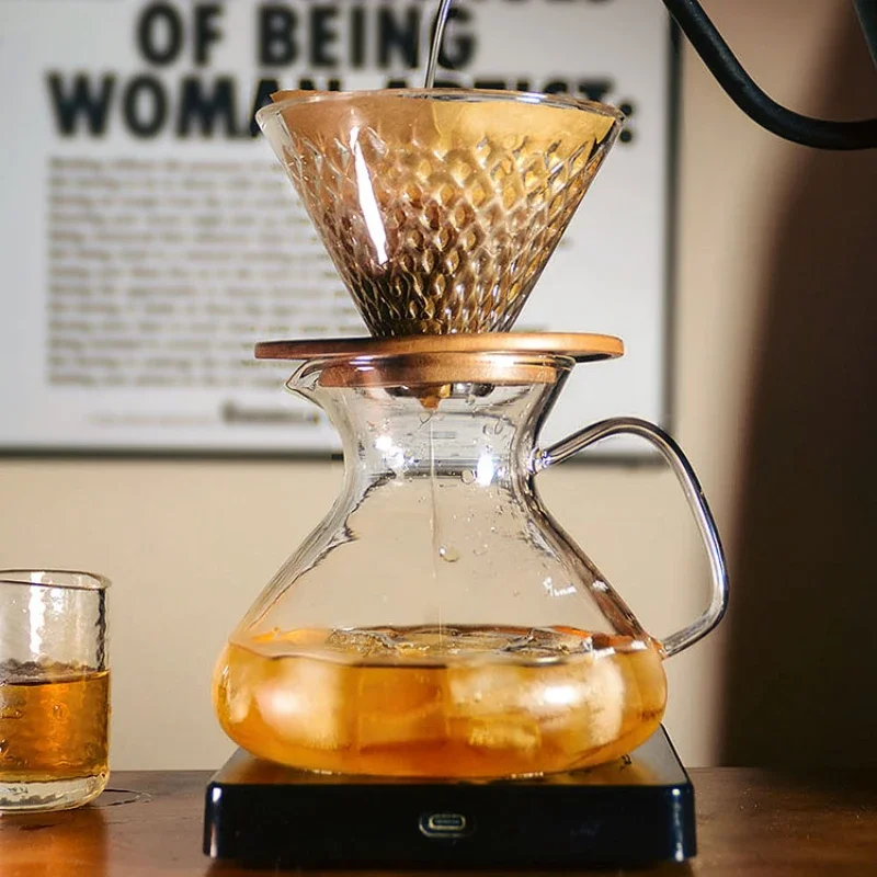 

Горшок для кофе, горшок для разделения живота, стеклянный кофейник из пирекса, чашка с алмазным фильтром, капельный тип, кофейный стакан ручной работы