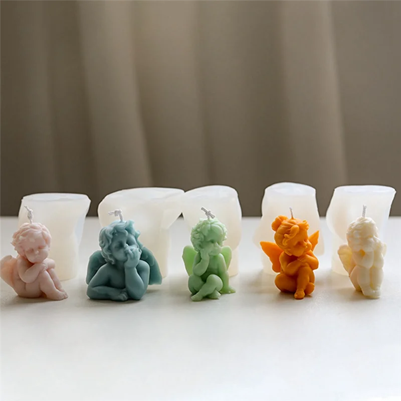 A59E-Different Angel Molds Mini Candle Mold Cute Handmade Angels, Holiday Party Favors