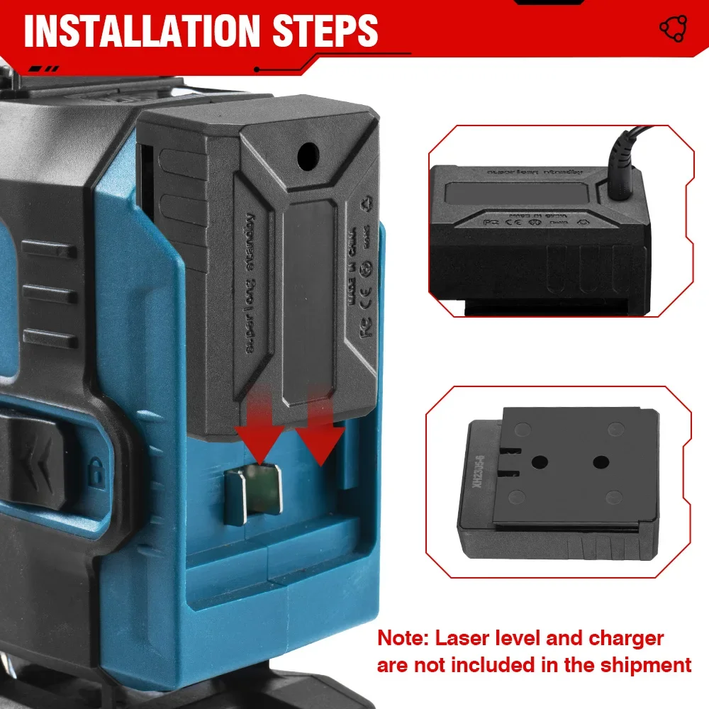 4000mah Infrared Laser Level Rechargeable Lithium Battery For 2-wire / 3-wire / 5-wire / 12 wire Push Universal Battery