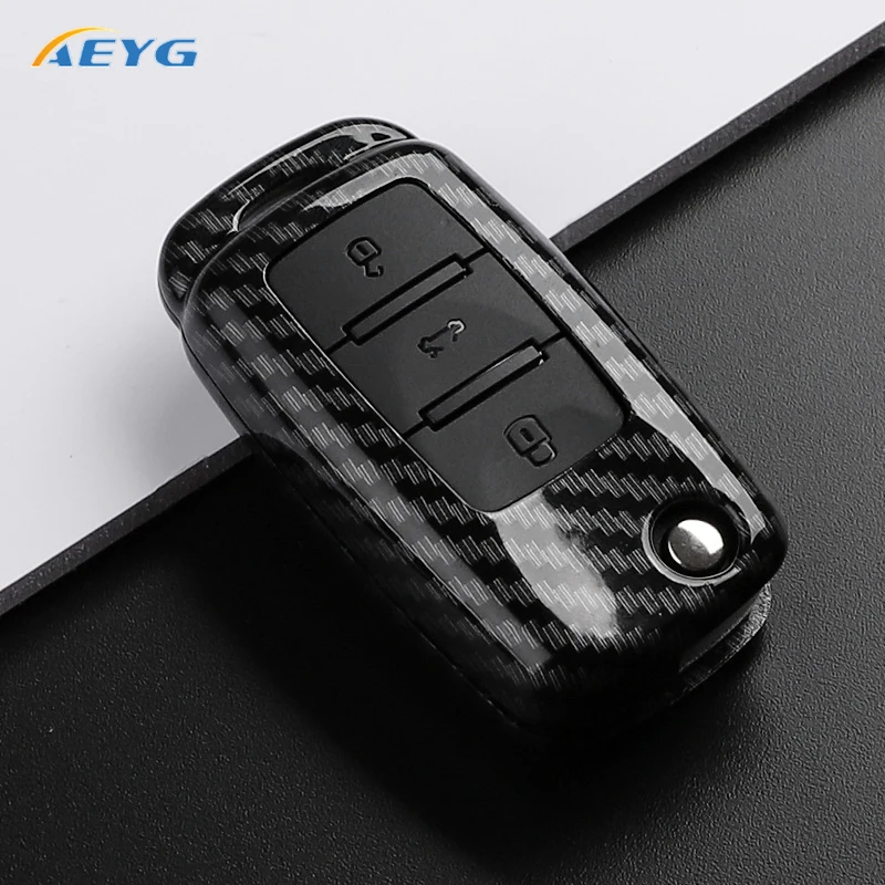 ABS Carbon Fiber Car Key Case Cover For VW Volkswagen Polo Tiguan Passat B5 B6 B7 Golf 4 5 6 MK6 Jetta Lavida For Skoda Octavia