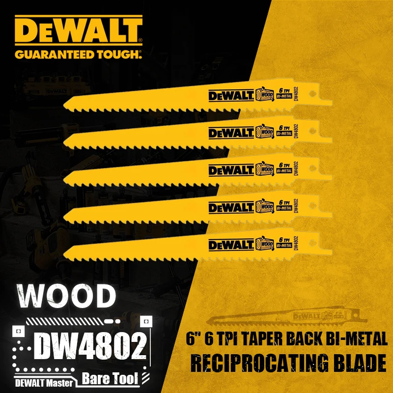 DEWALT Straight Back Wood Cutting Bi-Metal Reciprocating Saw Blades 2X Long Life For DCS369 DCS367 DCS389 Power Tool Accessories