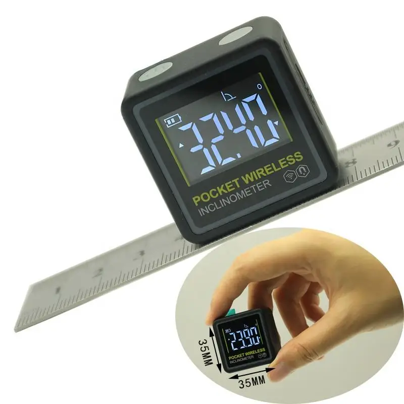 Imagem -02 - Miniatura Bolso Inclinômetro Display Digital Eletrônico Inclinômetro Bluetooth Ângulo Medição Instrumento Novo