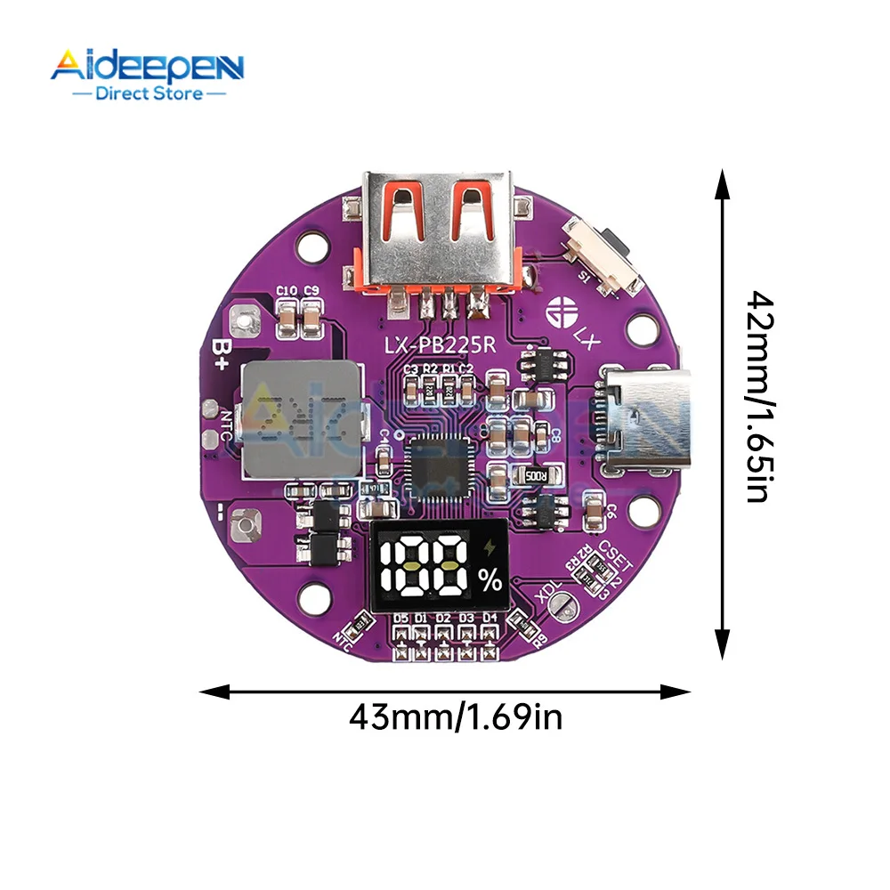 22.5W 보조베터리 양방향 고속 충전 모바일 전원 모듈 회로 기판(디지털/라이트 Type-C USB 지원 PD/QC3.0 2.0 포함)