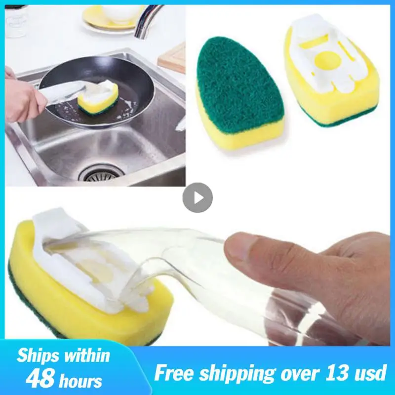 Refill Liquid Handle Versatile Effective Kitchen Sponge Cleaning Brush Efficient Multi-functional Scouring Pad Dish Scrubber