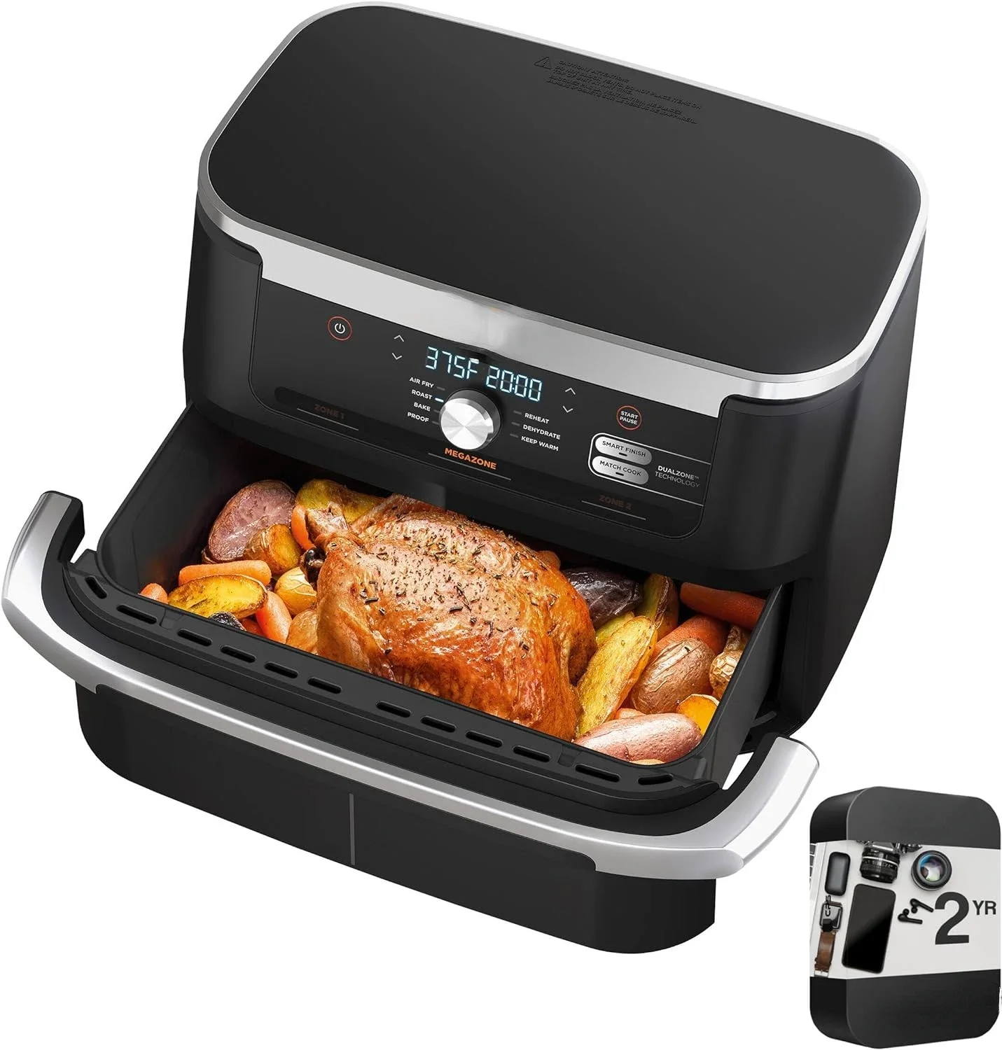 

Renewed Foodi 11 Quart XL 7-in-1 MegaZone Air Fryer with FlexBasket, Grey - Perfect for Full Meals, Air Frying, and Roasting - C