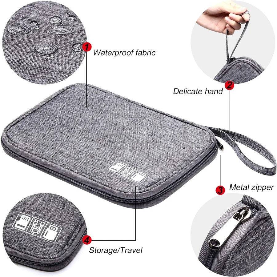 Travel Cable Storage Bag Portable Digital USB Gadget Organizer Charger Wires Case Cosmetic Zipper Pouch Accessories Supplies