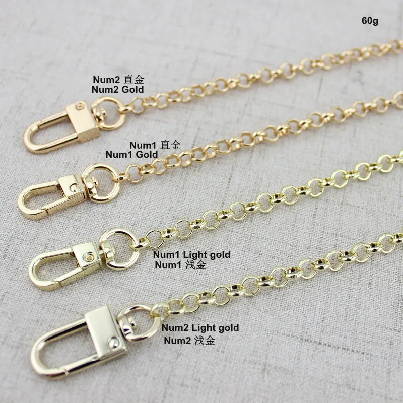 1 piece 60-130cm Gold /Light Gold 6mm O chain Metal Chain Shoulder Crossbody Strap For Small Handbag Purse Bag Replacement